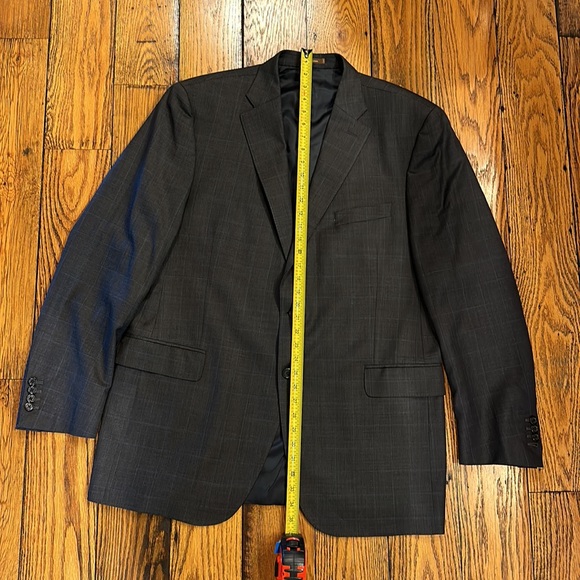 CUSTOM PETER MILLAR MENS 2 BUTTON WOOL GRAY/BLUE SUIT WITH PLEATED CUFFED PANTS - Picture 5 of 16